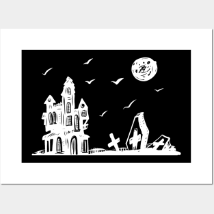 Creepy Halloween Castle Posters and Art